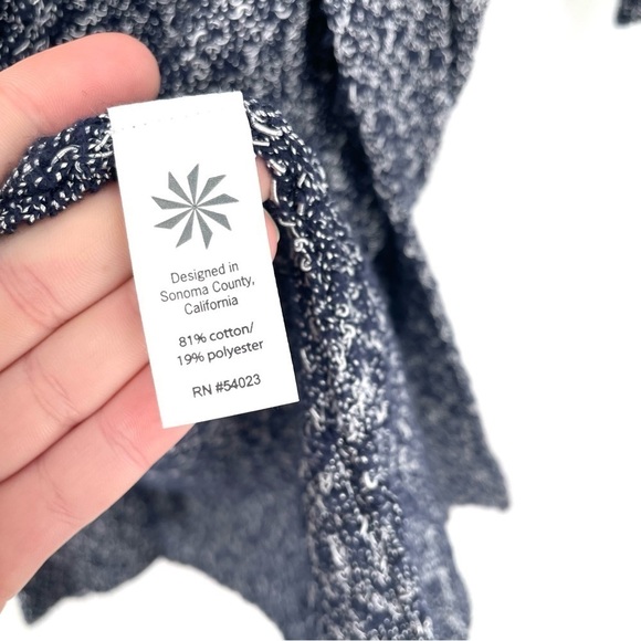 Athleta Navy Blue/White Weekend Wrap Open Cotton Blend Cardigan - Picture 6 of 7